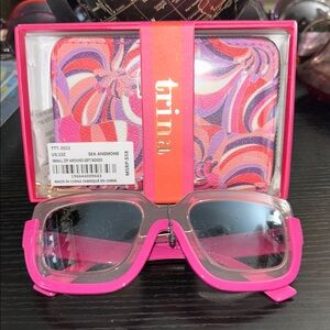 Trina Turk Pink and Purple Wallet in Gift Box w/FREE Fashion Sunglasses